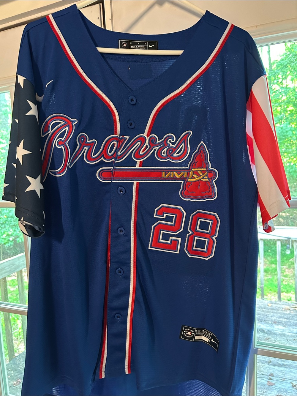 Nike Blue Matt Olson #28 Atlanta Braves Patriotic Baseball Jersey